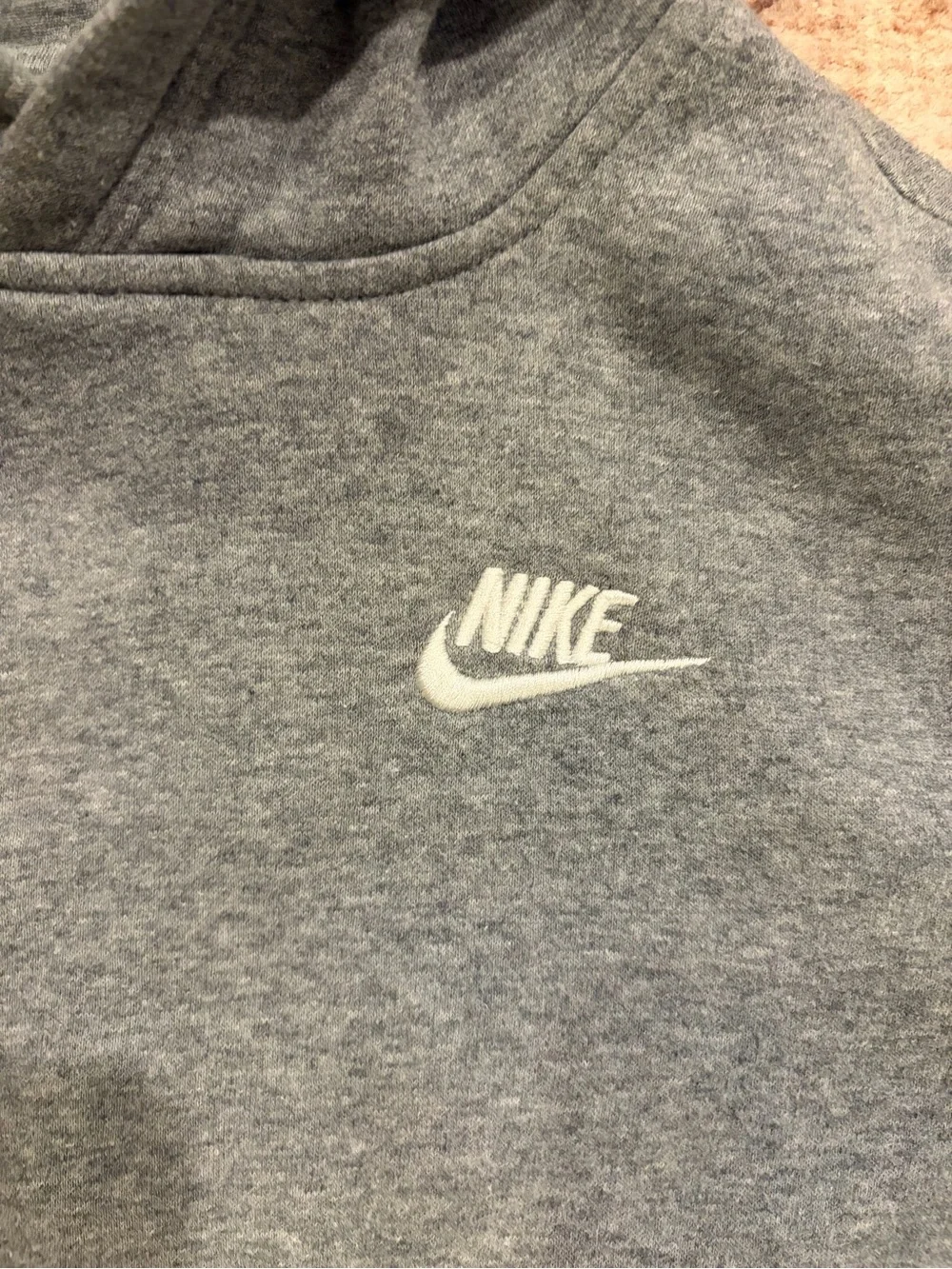 Nike Youth Gray Pullover Hoodie with White Logo